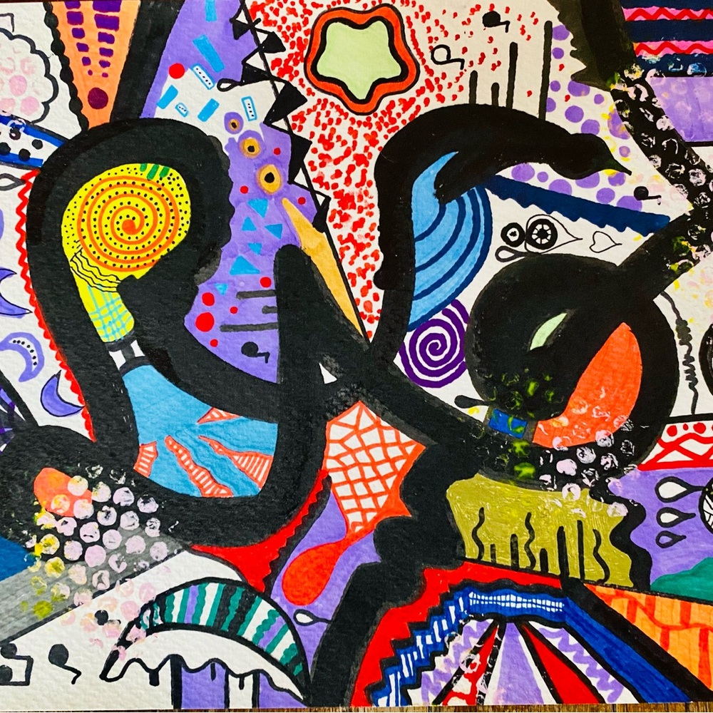 Vibrant Abstract Mixed Media Art by [Brand]